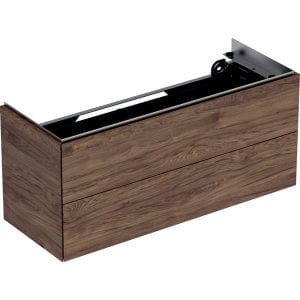 Geberit ONE cabinet for washbasin, with two drawers, black walnut