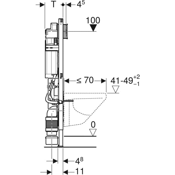 Geberit Duofix za konzolnu WC šolju sa Sigma ugradnim vodokotlićem 12 cm WC podesiv po visini.