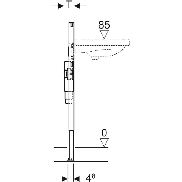 Geberit Duofix element za umivaonik, 82–98 cm, stojeća armatura, sa ugradnim sifonom.