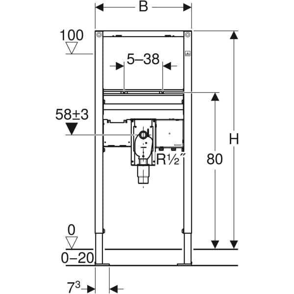 Geberit Duofix element za umivaonik, 112 cm, elektronska zidna armatura