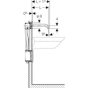 Geberit wall-mounted washbasin tap Piave, battery operation